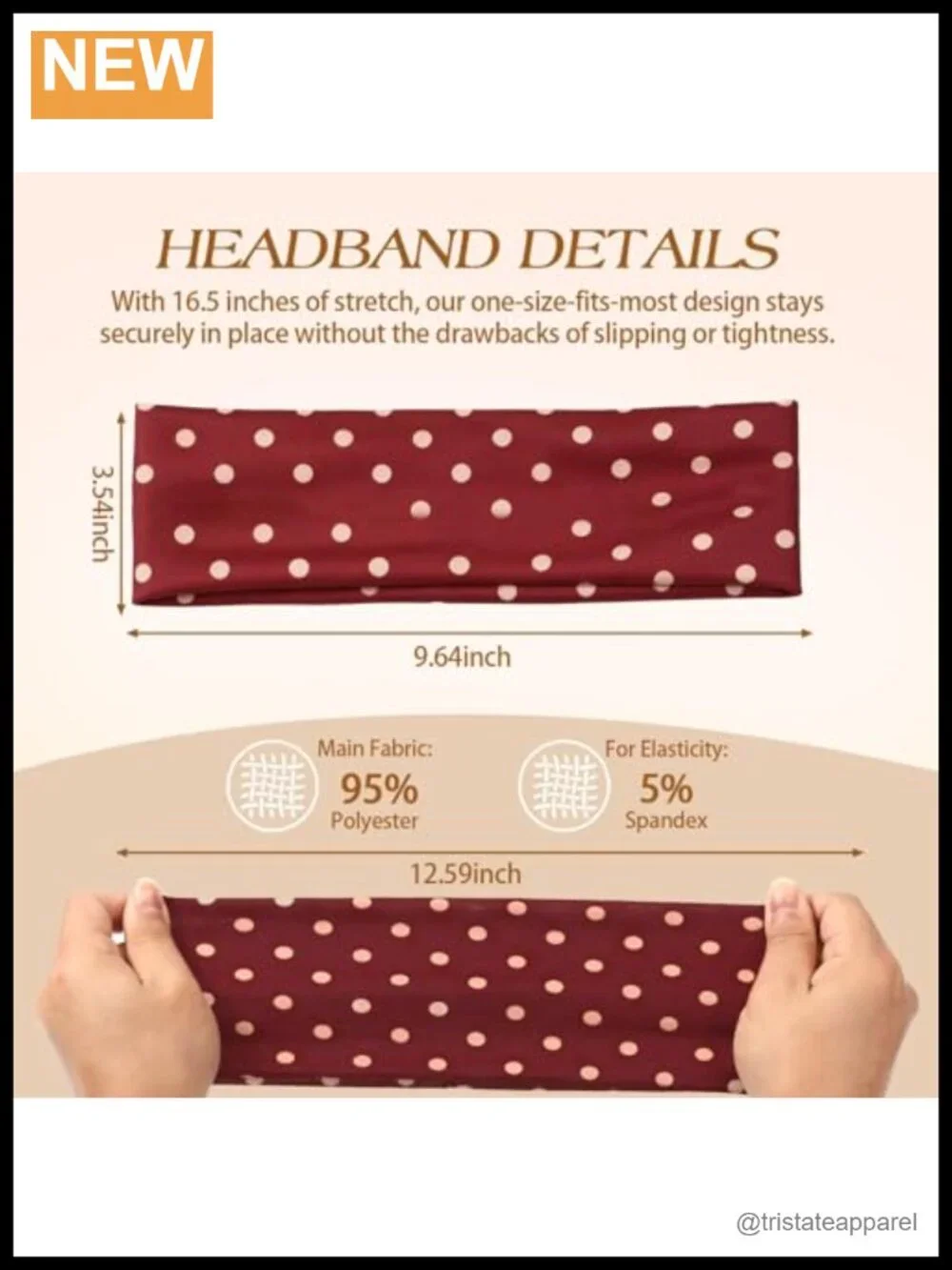 6 Pack Polka Dot Headbands for Women Non Slip Elastic Hair Bands Yoga Workouts